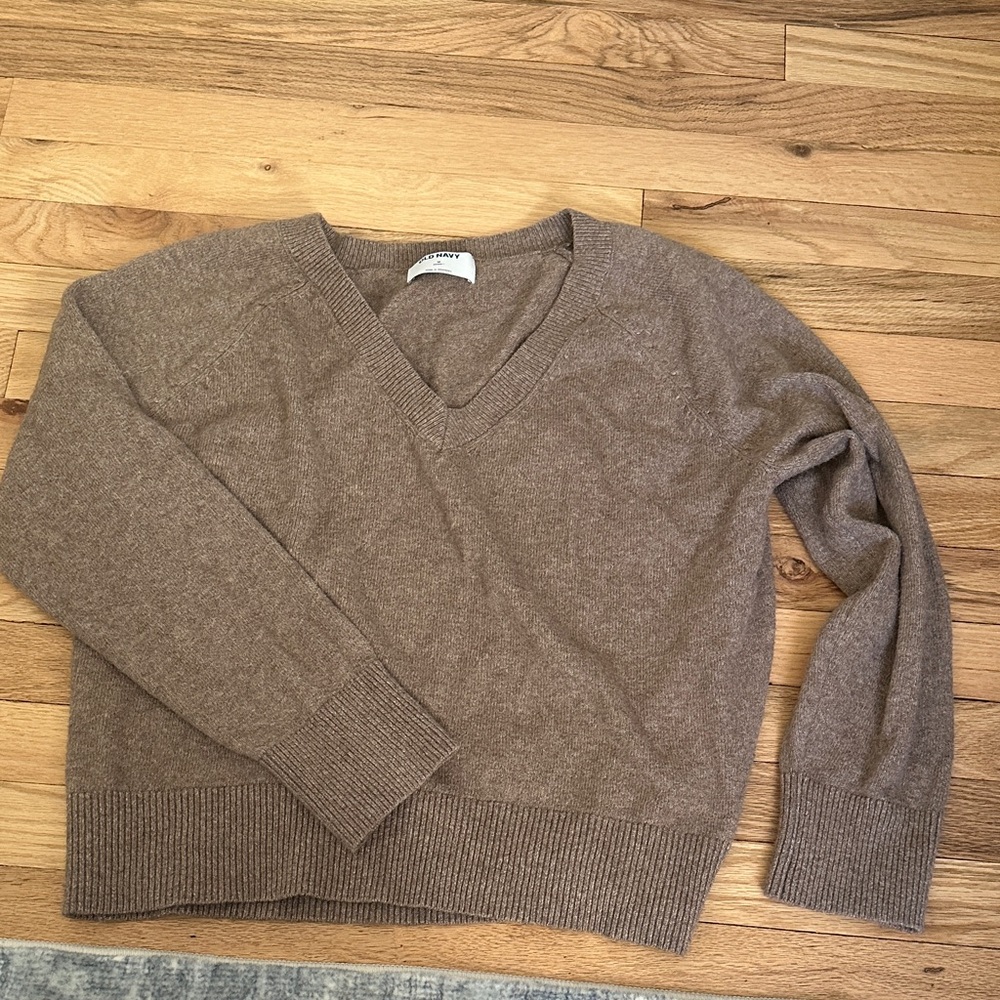 Brown V-Neck Women's Sweater
